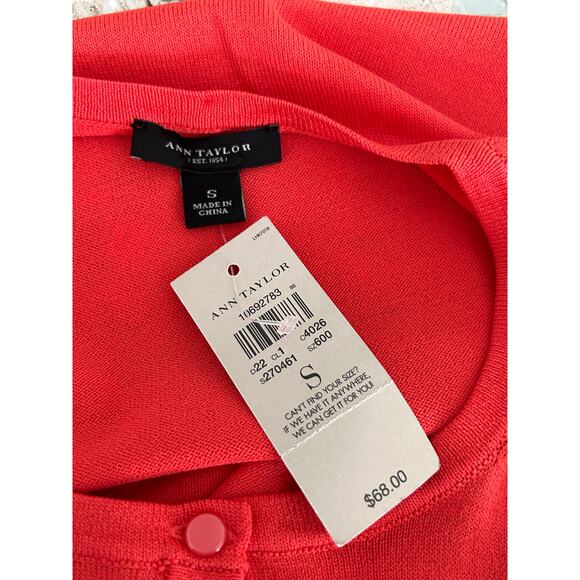 NWT Ann Taylor Women’s Orange Cardigan Small Y2K Preppy Career Office Siren Fall - Picture 3 of 4
